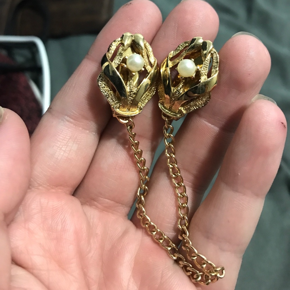 Gold plated pearl clips